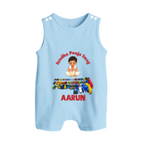 Ayudha Puja Mini Racer Button Romper - BABY BLUE - New Born (Chest 18")