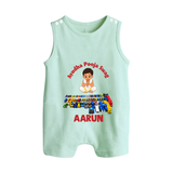 Ayudha Puja Mini Racer Button Romper - MINT GREEN - New Born (Chest 18")
