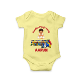 Ayudha Puja Mini Racer Romper - PASTEL YELLOW - New Born (Chest 14")