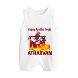 Ayudha Puja Tool Master Button Romper - WHITE - New Born (Chest 18")