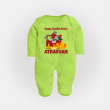 Ayudha Puja Tool Master Full Body Suit - LIME GREEN - New Born (Chest 7.5")