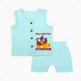 Ayudha Puja Tool Master Jabla Set - BABY BLUE - 0 - 3 Months Old (Chest 9.8")
