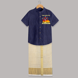 Ayudha Puja Tool Master Shirt and Dhoti - DARK BLUE - 0 - 6 Months Old (Chest-23") (Dhoti length-14")
