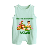 Ayudha Puja Little Hands Big Dreams Button Romper - MINT GREEN - New Born (Chest 18")
