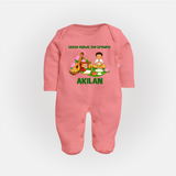 Ayudha Puja Little Hands Big Dreams Full Body Suit - PEACH - New Born (Chest 7.5")