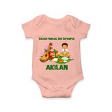 Ayudha Puja Little Hands Big Dreams Romper - PEACH - New Born (Chest 14")