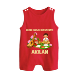 Ayudha Puja Little Hands Big Dreams Button Romper - RED - New Born (Chest 18")