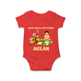 Ayudha Puja Little Hands Big Dreams Romper - RED - New Born (Chest 14")