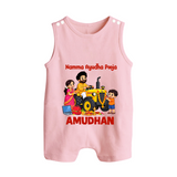 Namma Ayudha Puja Family Celebration Button Romper - BABY PINK - New Born (Chest 18")