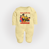 Namma Ayudha Puja Family Celebration Full Body Suit - PASTEL YELLOW - New Born (Chest 7.5")