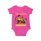 Namma Ayudha Puja Family Celebration Romper - HOT PINK - New Born (Chest 14")