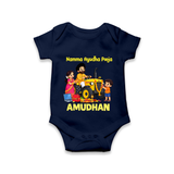 Namma Ayudha Puja Family Celebration Romper - NAVY BLUE - New Born (Chest 14")