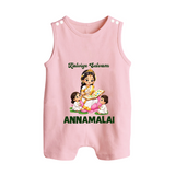 Kaliyuga Selvam Blessings Button Romper - BABY PINK - New Born (Chest 18")