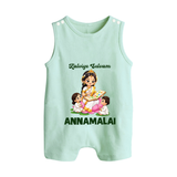 Kaliyuga Selvam Blessings Button Romper - MINT GREEN - New Born (Chest 18")