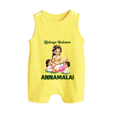 Kaliyuga Selvam Blessings Button Romper - PASTEL YELLOW - New Born (Chest 18")