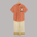 Kaliyuga Selvam Blessings Shirt and Dhoti - ORANGE - 0 - 6 Months Old (Chest-23") (Dhoti length-14")