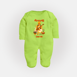 Ayudha Puja Goddess Saraswati Blessings Full Body Suit - LIME GREEN - New Born (Chest 7.5")