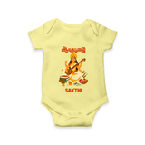 Ayudha Puja Goddess Saraswati Blessings Romper - PASTEL YELLOW - New Born (Chest 14")