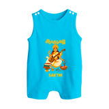 Ayudha Puja Goddess Saraswati Blessings Button Romper - SKY BLUE - New Born (Chest 18")