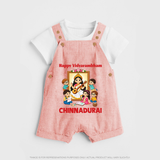 Happy Vidyarambham Celebration Dungaree - PEACH - 0 - 5 Months Old (Chest 18")