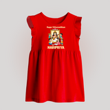 Happy Vidyarambham Celebration Baby Frock - RED - 0 - 3 Months Old (Chest 17")