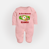 En First Aksharam Full Body Suit - BABY PINK - New Born (Chest 7.5")