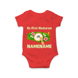 En First Aksharam Romper - RED - New Born (Chest 14")