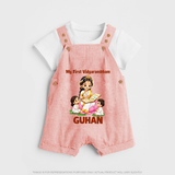 My First Vidyarambham Blessings Dungaree - PEACH - 0 - 5 Months Old (Chest 18")