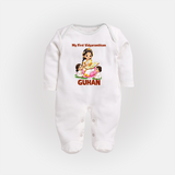 My First Vidyarambham Blessings Full Body Suit - WHITE - New Born (Chest 7.5")