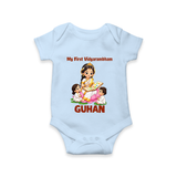My First Vidyarambham Blessings Romper - BABY BLUE - New Born (Chest 14")