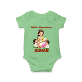 My First Vidyarambham Blessings Romper - GREEN - New Born (Chest 14")