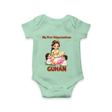 My First Vidyarambham Blessings Romper - MINT GREEN - New Born (Chest 14")