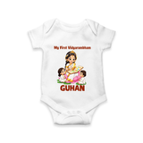 My First Vidyarambham Blessings Romper - WHITE - New Born (Chest 14")