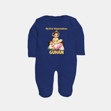 My First Vidyarambham Blessings Full Body Suit - NAVY BLUE - New Born (Chest 7.5")
