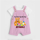 My First Ayudha Puja Teddy Joy Dungaree - BABY PINK - 0 - 5 Months Old (Chest 18")