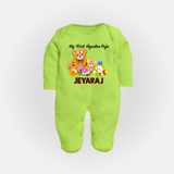 My First Ayudha Puja Teddy Joy Full Body Suit - LIME GREEN - New Born (Chest 7.5")