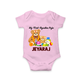 My First Ayudha Puja Teddy Joy Romper - BABY PINK - New Born (Chest 14")