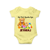 My First Ayudha Puja Teddy Joy Romper - PASTEL YELLOW - New Born (Chest 14")