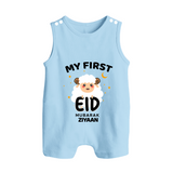 My First Eid Personalized Kids Romper Suit – Custom Name Edition - BABY BLUE - 0 - 5 Months Old (Chest 18")