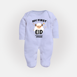 My First Eid Personalized Kids Fullbody suit – Custom Name Edition - BABY BLUE - New Born (Chest 7.5")