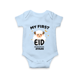 My First Eid Personalized Kids Romper – Custom Name Edition - BABY BLUE - New Born (Chest 14")