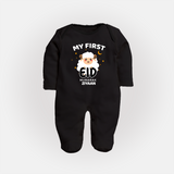 My First Eid Personalized Kids Fullbody suit – Custom Name Edition - BLACK - New Born (Chest 7.5")
