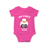 My First Eid Personalized Kids Romper – Custom Name Edition - HOT PINK - New Born (Chest 14")