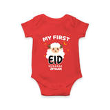 My First Eid Personalized Kids Romper – Custom Name Edition - RED - New Born (Chest 14")