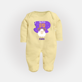 My First Eid Mubarak Customized Fullbody suit – Premium Festive Wear - PASTEL YELLOW - New Born (Chest 7.5")
