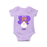 My First Eid Mubarak Customized Romper – Premium Festive Wear - LILAC - New Born (Chest 14")