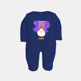 My First Eid Mubarak Customized Fullbody suit – Premium Festive Wear - NAVY BLUE - New Born (Chest 7.5")