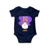 My First Eid Mubarak Customized Romper – Premium Festive Wear - NAVY BLUE - New Born (Chest 14")