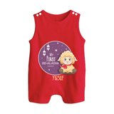 Personalized My First Eid Al-Adha Kids Romper Suit – Festive Special Romper Suit - RED - 0 - 5 Months Old (Chest 18")