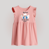 Custom Name My First Eid Baby frock – Islamic Festival Special Wear - BABY PINK - 0 - 3 Months Old (Chest 17")